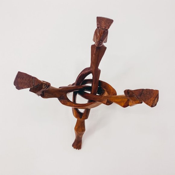 Vintage Hand Made Wooden Collapsable Sculpture Art - Picture 7 of 16